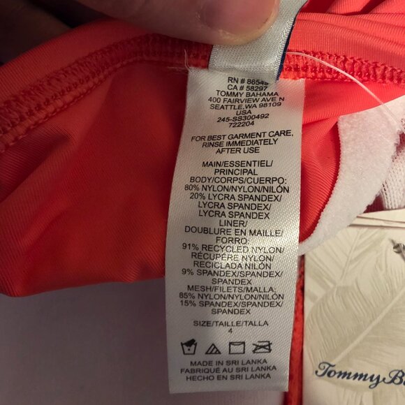 Tommy Bahama PEARL SOLIDS V-WIRE SHIRRED BANDEAU ONE-PIECE SWIMSUIT NWT Coral - Picture 6 of 10